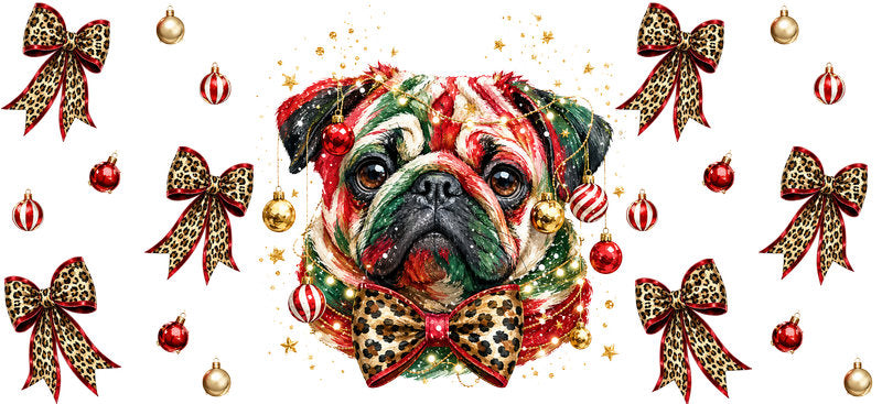 Christmas Dog UV DTF Cup Wrap for 16oz Libbey KA-15072