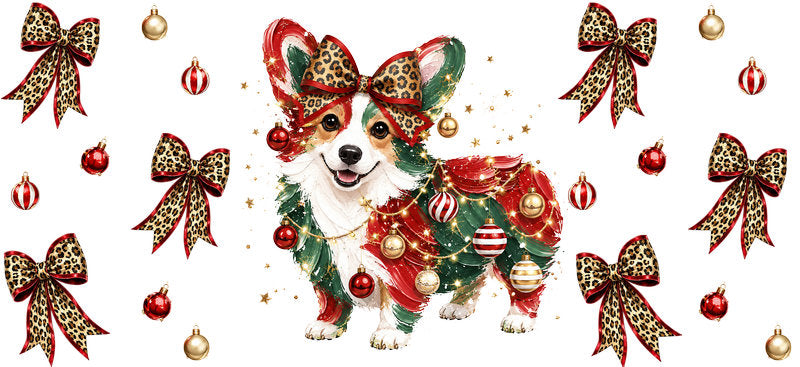 Christmas Dog UV DTF Cup Wrap for 16oz Libbey KA-15073