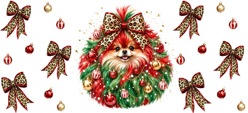 Christmas Dog UV DTF Cup Wrap for 16oz Libbey KA-15077
