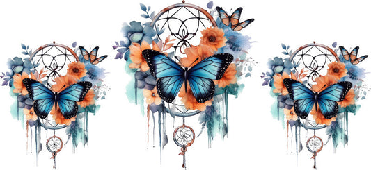 Floral Dreamcatcher with Colorful Flowers and Feathers UV DTF Cup Wrap for 16oz Glass KA-15293