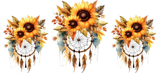 Floral Dreamcatcher with Colorful Flowers and Feathers UV DTF Cup Wrap for 16oz Glass KA-15297