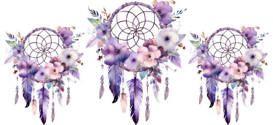 Floral Dreamcatcher with Colorful Flowers and Feathers UV DTF Cup Wrap for 16oz Glass KA-15298