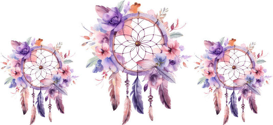 Floral Dreamcatcher with Colorful Flowers and Feathers UV DTF Cup Wrap for 16oz Glass KA-15302