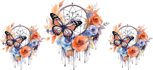 Floral Dreamcatcher with Colorful Flowers and Feathers UV DTF Cup Wrap for 16oz Glass KA-15306