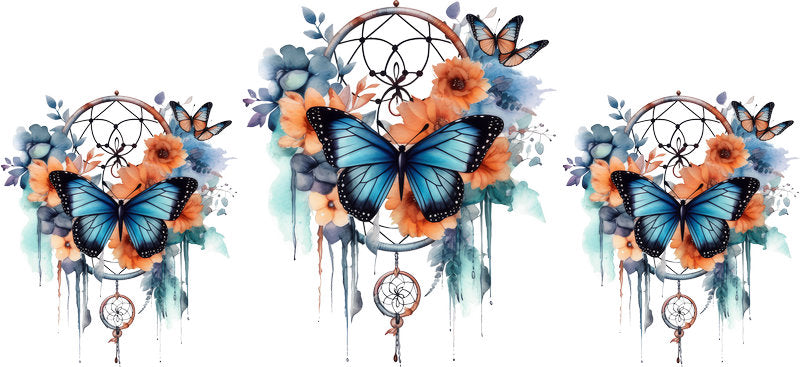 Floral Dreamcatcher with Colorful Flowers and Feathers UV DTF Cup Wrap for 16oz Glass KA-15307
