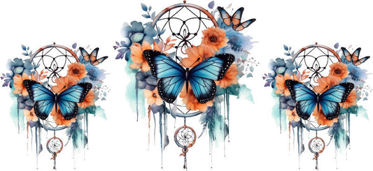 Floral Dreamcatcher with Colorful Flowers and Feathers UV DTF Cup Wrap for 16oz Glass KA-15307