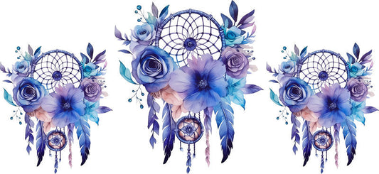Floral Dreamcatcher with Colorful Flowers and Feathers UV DTF Cup Wrap for 16oz Glass KA-15308