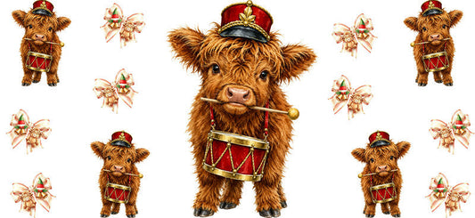 Christmas Highland Cow UV DTF Cup Wrap for 16oz Libbey KA-15386