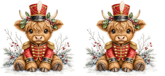 Christmas Highland Cow UV DTF Cup Wrap for 16oz Libbey KA-15404