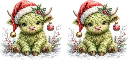 Christmas Highland Cow UV DTF Cup Wrap for 16oz Libbey KA-15406