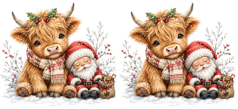 Christmas Highland Cow UV DTF Cup Wrap for 16oz Libbey KA-15408