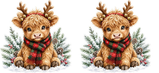 Christmas Highland Cow UV DTF Cup Wrap for 16oz Libbey KA-15411