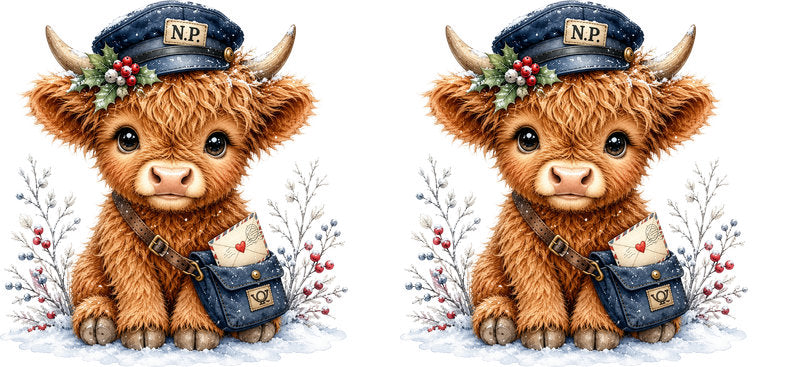 Christmas Highland Cow UV DTF Cup Wrap for 16oz Libbey KA-15413