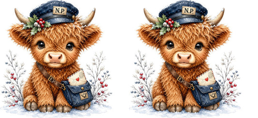 Christmas Highland Cow UV DTF Cup Wrap for 16oz Libbey KA-15413