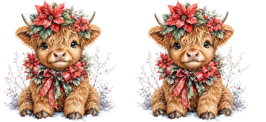 Christmas Highland Cow UV DTF Cup Wrap for 16oz Libbey KA-15415