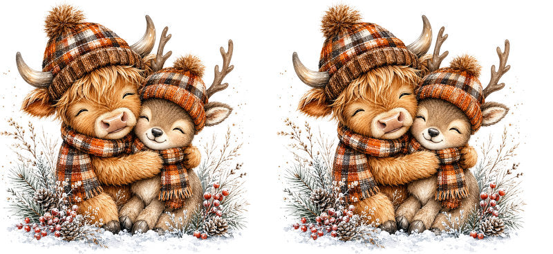 Christmas Highland Cow UV DTF Cup Wrap for 16oz Libbey KA-15421