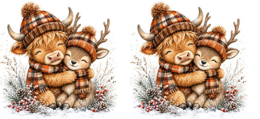 Christmas Highland Cow UV DTF Cup Wrap for 16oz Libbey KA-15421