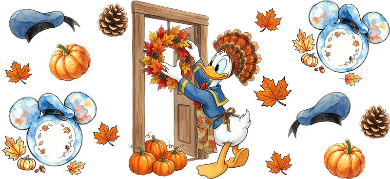 Autumn Door Fall Leaves UV DTF Cup Wrap for 16oz Libbey Glass KA-16046