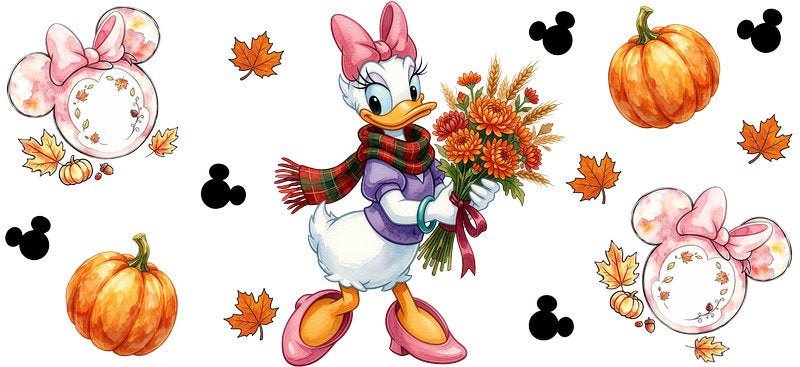 Fall Flower Bouquet UV DTF Cup Wrap for 16oz Libbey Glass KA-16067