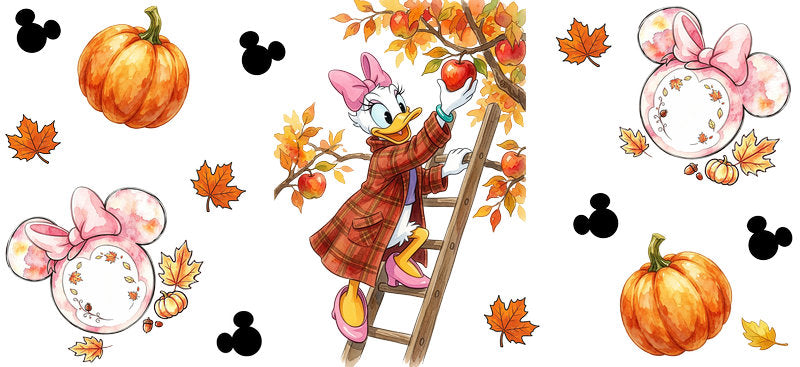 Fall Ladder Autumn Leaves UV DTF Cup Wrap for 16oz Libbey Glass KA-16077