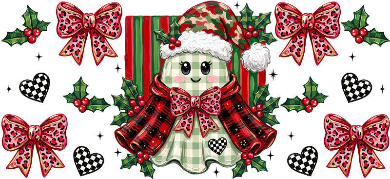Christmas Holiday UV DTF Cup Wrap for 23oz Libbey Glass with Festive Seasonal Design