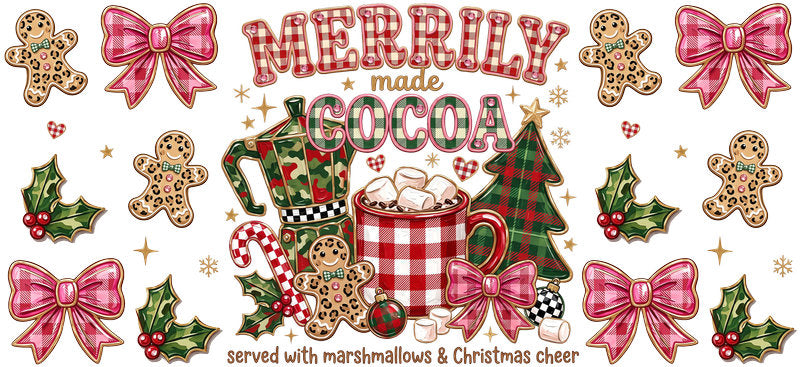 Christmas Holiday UV DTF Cup Wrap for 28oz Libbey Glass with Festive Seasonal Design