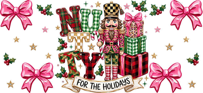 Christmas Holiday UV DTF Cup Wrap for 35oz Libbey Glass with Festive Seasonal Design