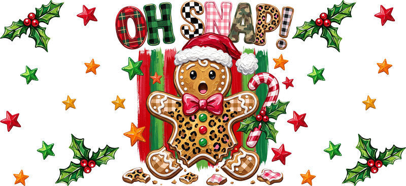 Christmas Holiday UV DTF Cup Wrap for 36oz Libbey Glass with Festive Seasonal Design