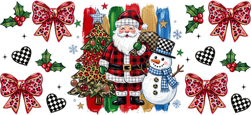 Christmas Holiday UV DTF Cup Wrap for 40oz Libbey Glass with Festive Seasonal Design