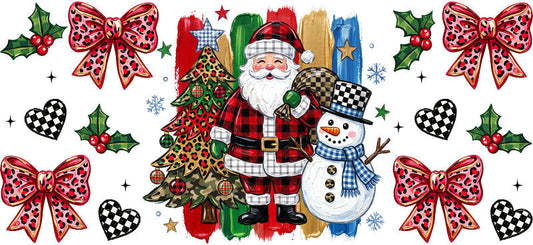 Christmas Holiday UV DTF Cup Wrap for 40oz Libbey Glass with Festive Seasonal Design