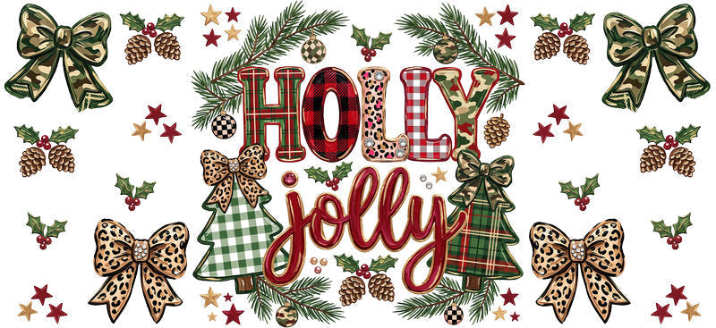 Christmas Holiday UV DTF Cup Wrap for 44oz Libbey Glass with Festive Seasonal Design