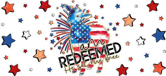 Patriotic Christian Faith Redeemed Design UV DTF Cup Wrap for 16oz Libbey Glass KA-16330