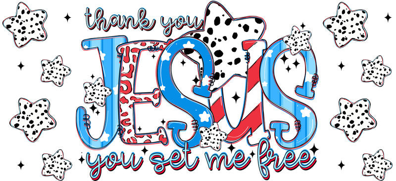 Thank You Jesus Christian Faith Design UV DTF Cup Wrap for 16oz Libbey Glass KA-16333