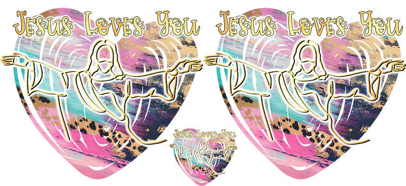Jesus Loves You Christian Faith Design UV DTF Cup Wrap for 16oz Libbey Glass KA-16335