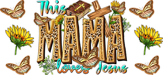 Mama Loves Jesus Christian Design UV DTF Cup Wrap for 16oz Libbey Glass KA-16341