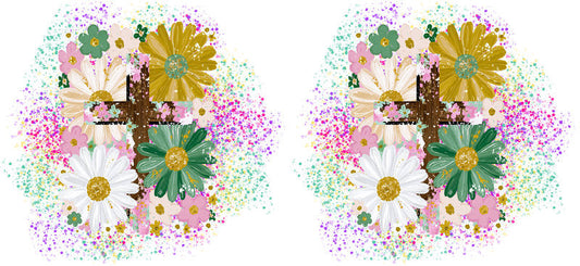 Floral Cross Christian Faith Design UV DTF Cup Wrap for 16oz Libbey Glass KA-16347