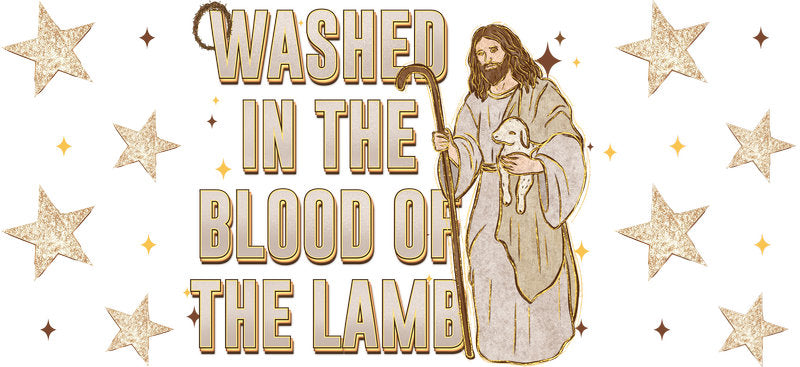 Blood of the Lamb Christian Faith Design UV DTF Cup Wrap for 16oz Libbey Glass KA-16348