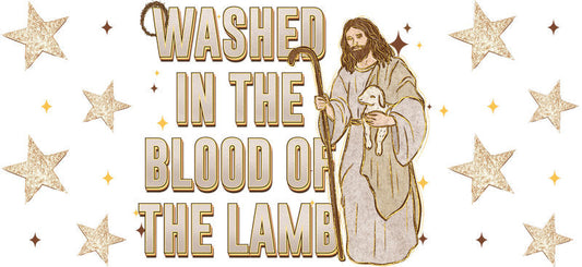 Blood of the Lamb Christian Faith Design UV DTF Cup Wrap for 16oz Libbey Glass KA-16348