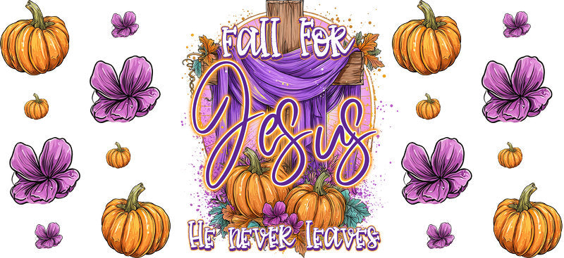 Fall for Jesus Christian Fall Design UV DTF Cup Wrap for 16oz Libbey Glass KA-16352