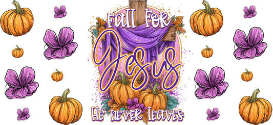 Fall for Jesus Christian Fall Design UV DTF Cup Wrap for 16oz Libbey Glass KA-16352
