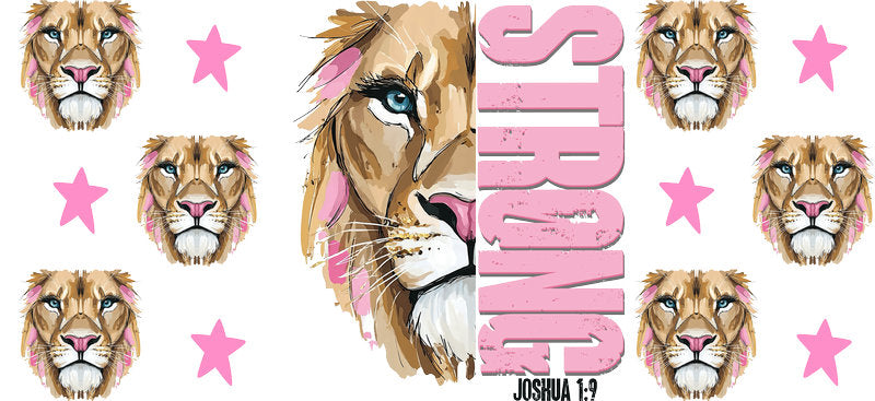 Lion Christian Faith Design UV DTF Cup Wrap for 16oz Libbey Glass KA-16354