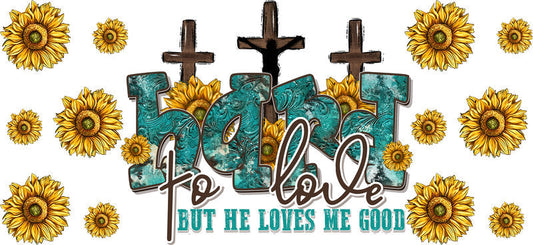 Sunflower Cross Christian Faith Design UV DTF Cup Wrap for 16oz Libbey Glass KA-16356