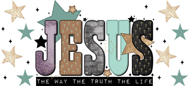 Jesus Way Truth Life Christian Design UV DTF Cup Wrap for 16oz Libbey Glass KA-16357