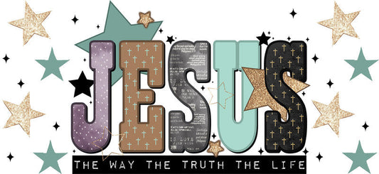 Jesus Way Truth Life Christian Design UV DTF Cup Wrap for 16oz Libbey Glass KA-16357