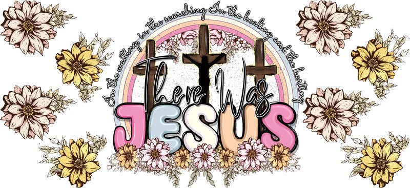Jesus Floral Cross Christian Design UV DTF Cup Wrap for 16oz Libbey Glass KA-16358