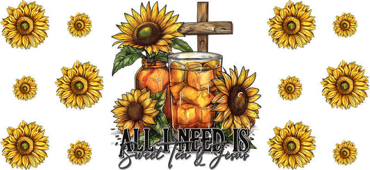 Sunflower Christian Faith Design UV DTF Cup Wrap for 16oz Libbey Glass KA-16361