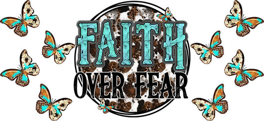 Faith Over Fear Butterfly Christian Design UV DTF Cup Wrap for 16oz Libbey Glass KA-16366
