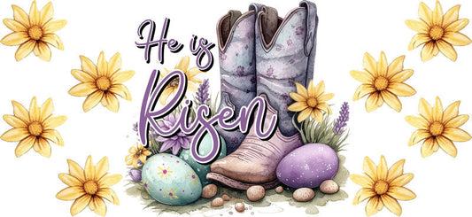 He Is Risen Easter Christian Design UV DTF Cup Wrap for 16oz Libbey Glass KA-16376