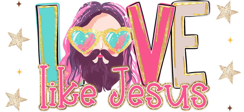 Love Like Jesus Christian Faith Design UV DTF Cup Wrap for 16oz Libbey Glass KA-16378