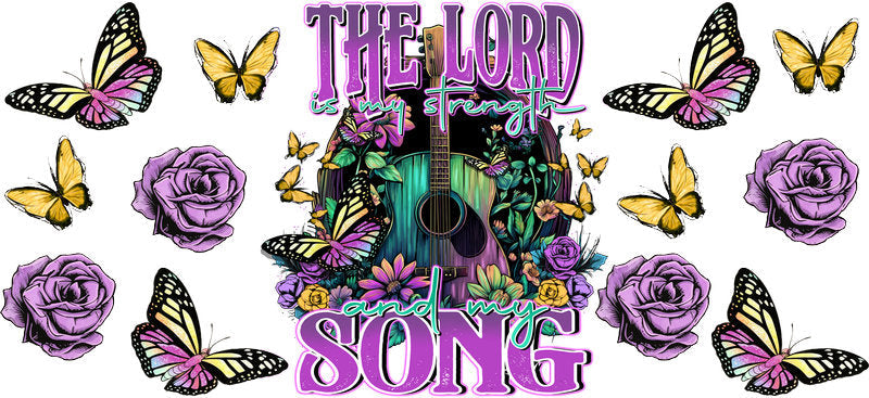 The Lord Is My Song Butterfly Christian UV DTF Cup Wrap for 16oz Libbey Glass KA-16384